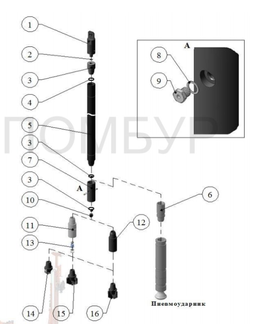 Схема буровой колонны Jet1 89 мм в сборе, для струйной цементации грунтов - ООО ПомБур